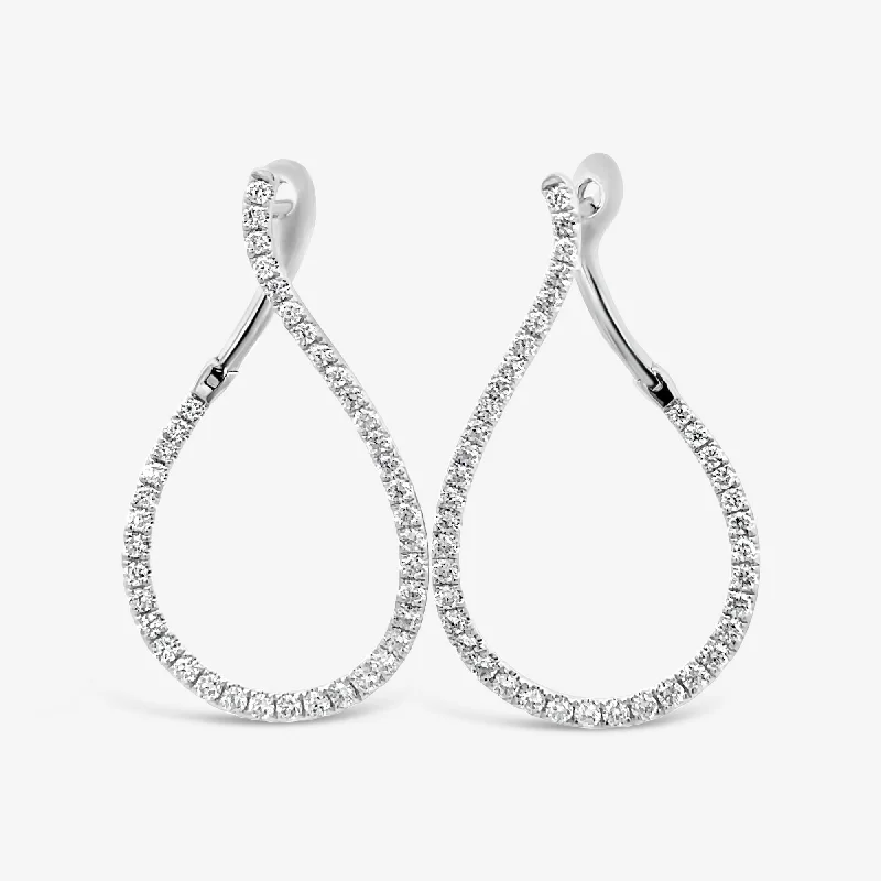 Party Earrings-Wave 1.25" Petite 0.75CT Hoop Earrings