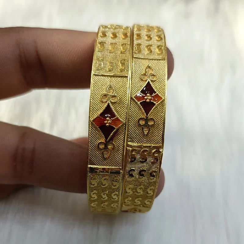 Wedding Bangles For Casual Look-Shreenath Sales Gold Plated Meenakari Bangles Set