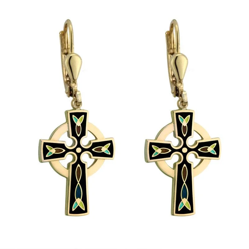 Cute Earrings For Women-Gold Plated Cross Earrings