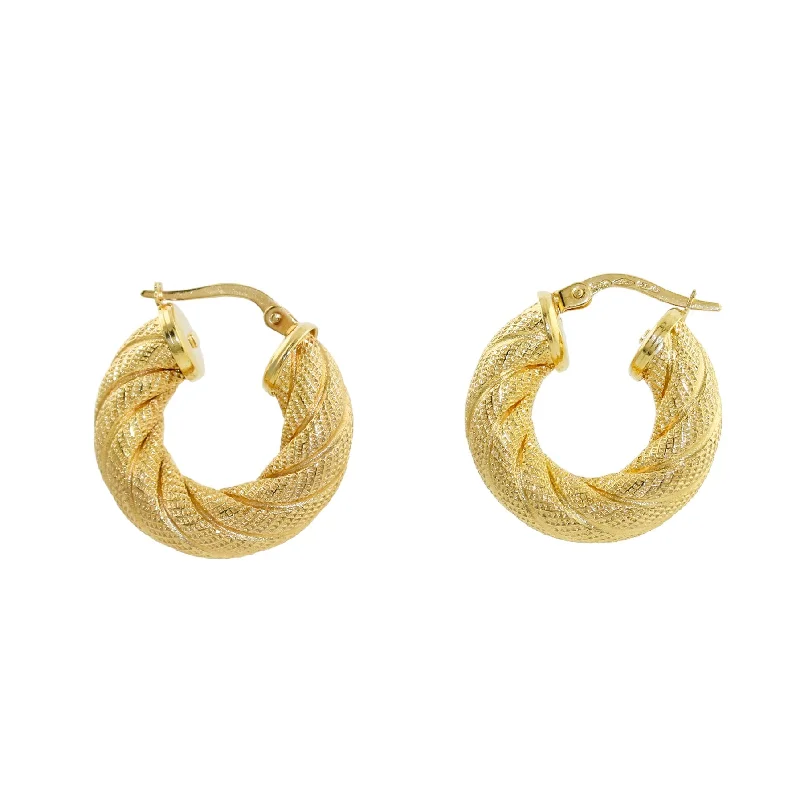 Handcrafted Gold Earrings-Cleopatra Small Twist Hoops 14k Yellow Gold