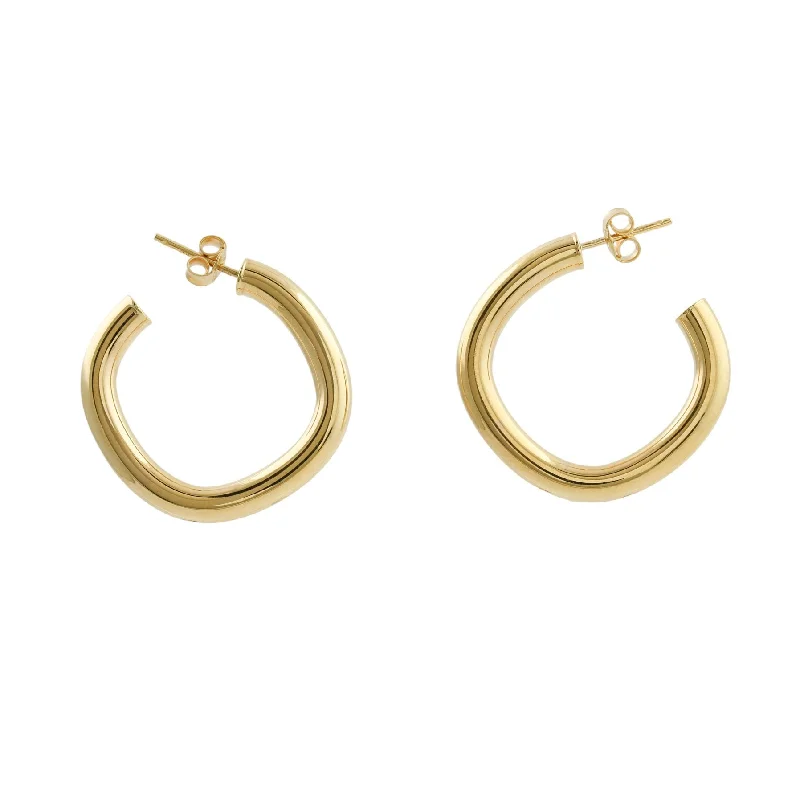 Mixed Metal Earrings-10k Gold x  5mm Squoval Hoop Earrings